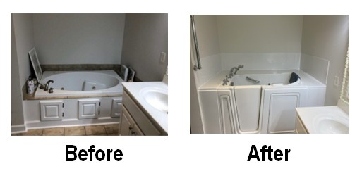 Standard left-hand walk-in tub installation